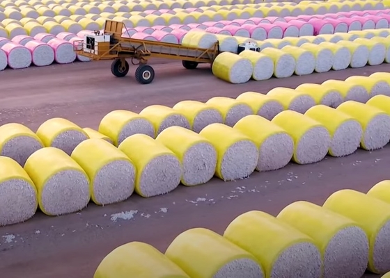 Película de envoltura de HDPE amarilla de 70 mm para recolector de algodón CP770