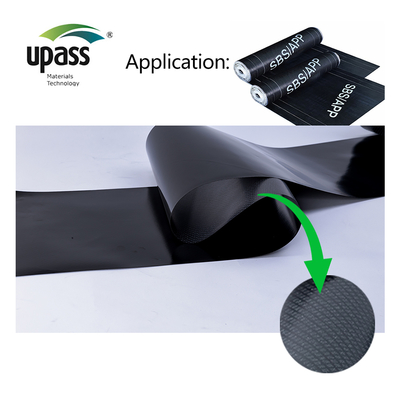Material superficial plástico de película laminada cruzada de HDPE para membrana impermeabilizante para techos de betún modificado con polímero autoadhesivo
